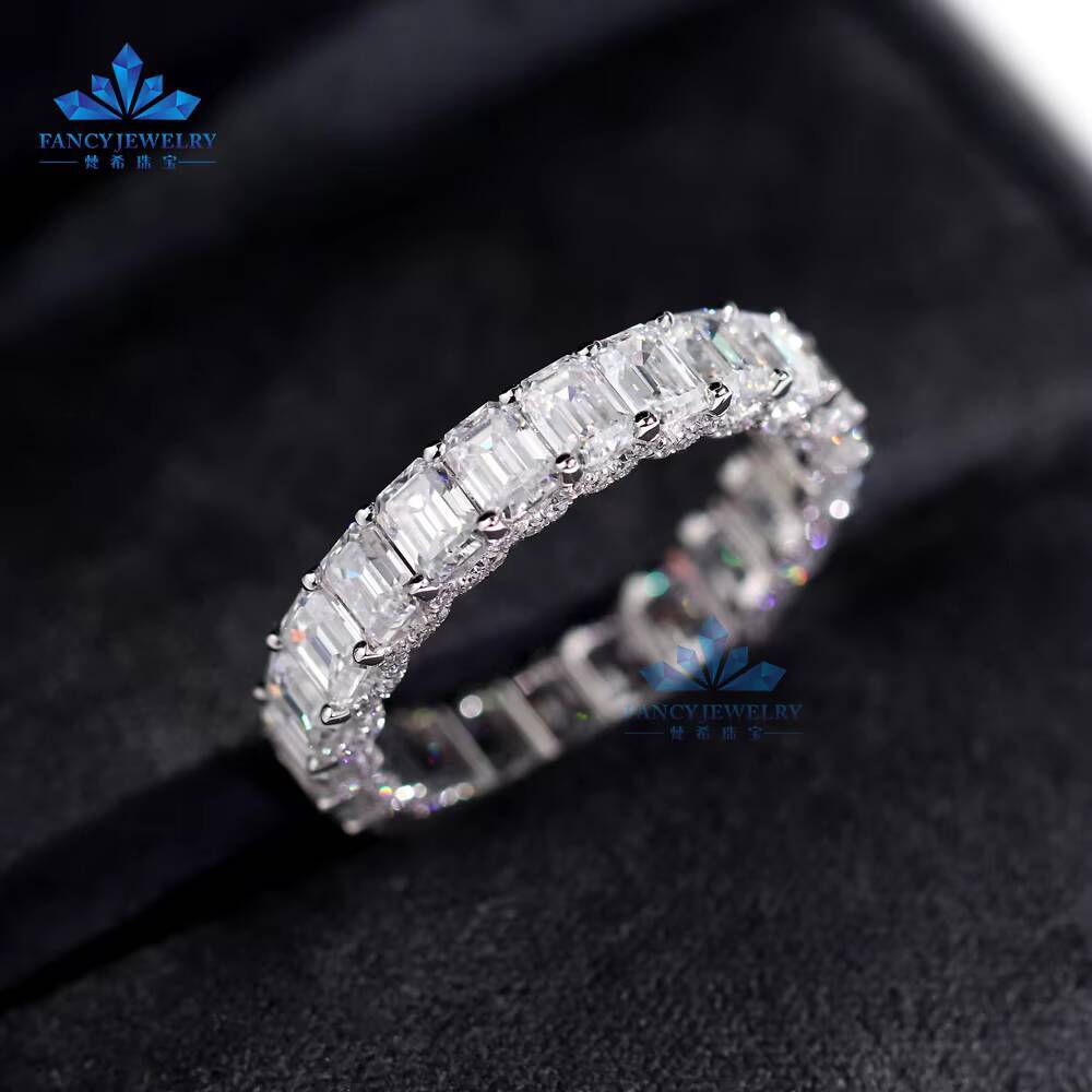 Fine Jewelry 925 Silver 10K/14K/18K White Gold Moissanite Engagement Rings Ice Emerald Cut Moissanite Rings for Wedding Gifts