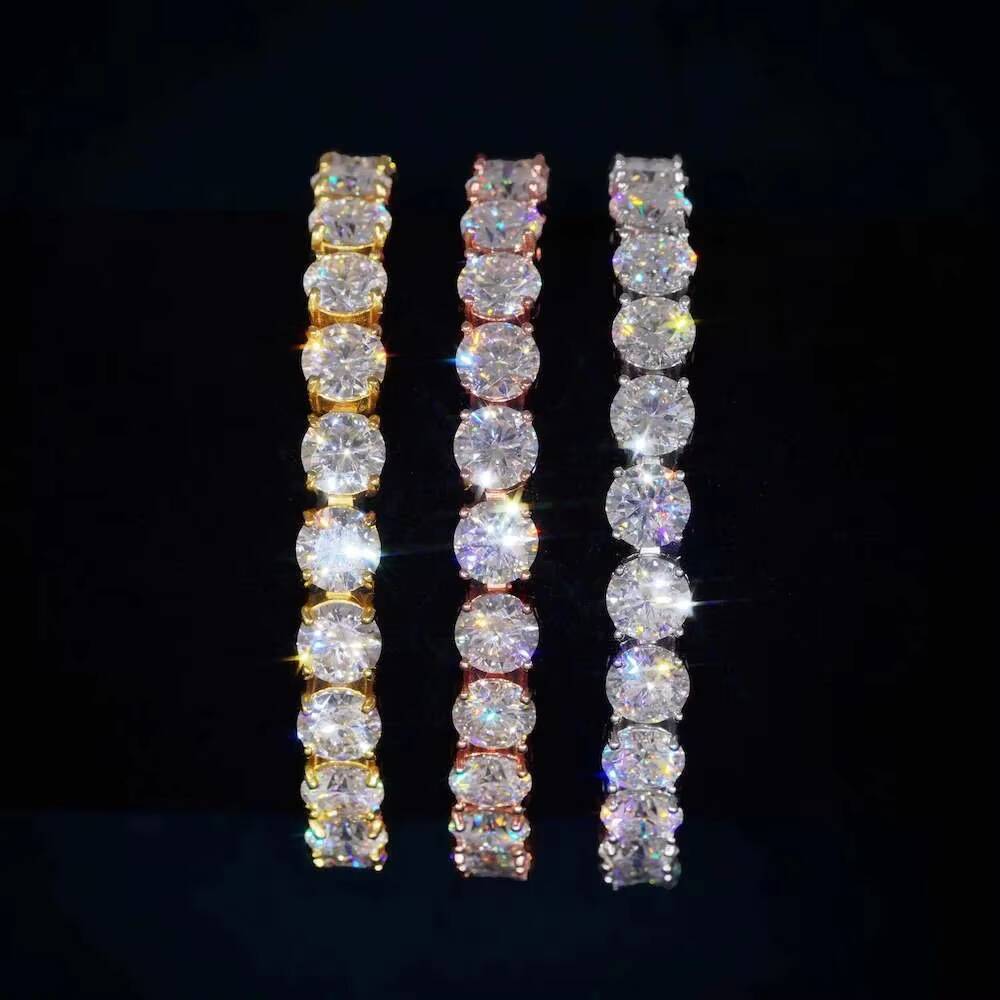 Fine Jewelry Men Women Moissanite Tennis Bracelet Hip Hop Iced 925 Silver Gold Plated Chain GRA Certificate