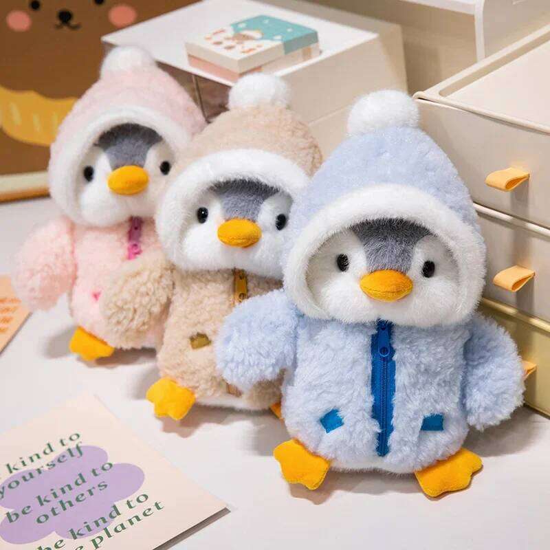 New Cute Plush Toy Baby Comforting Sleep Doll Fluffy Penguin Wearing Clothes Hats Stuffed Animal Pillow Birthday Gifts R260908 - view 3