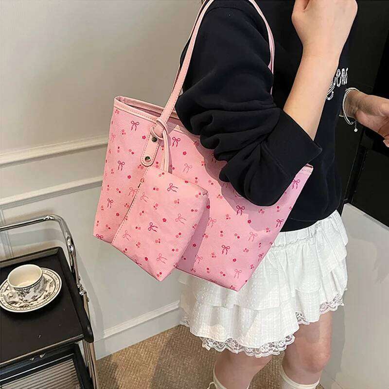 2pcs/set Fashion Women's Shoulder Bags For Commuting, Daily Used, Shopping, Casual Tote Bag, Ladies Handbags With Purses XJ260306