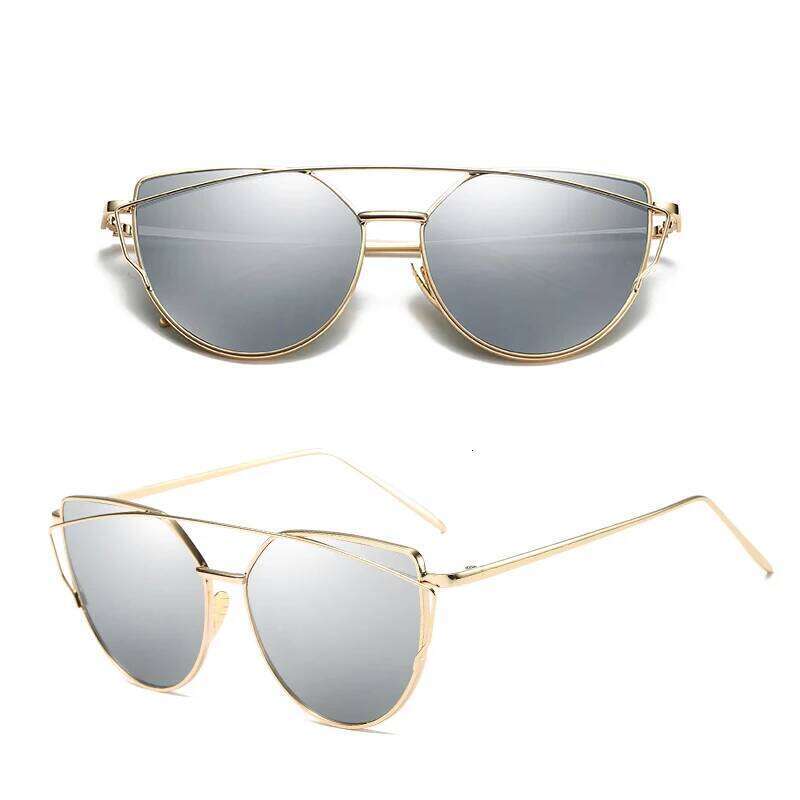 New Fashion Cat Eye Vintage Rose Gold Mirror Woman's Reflective Flat Lens Tourism Sunglasses Multi-color style Z260306