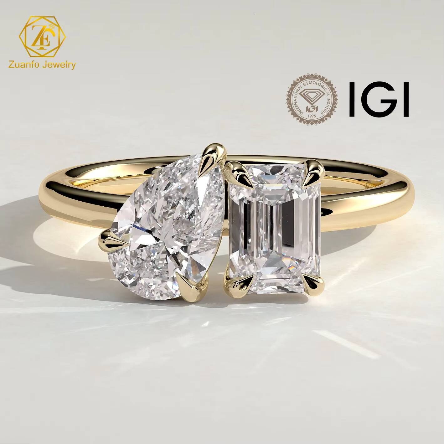 Custom Wedding Engagement Ring IGI CVD HPHT Lab Grown Diamond 10K 14K 18K Solid Gold White Gold Rings Jewelry for Wedding