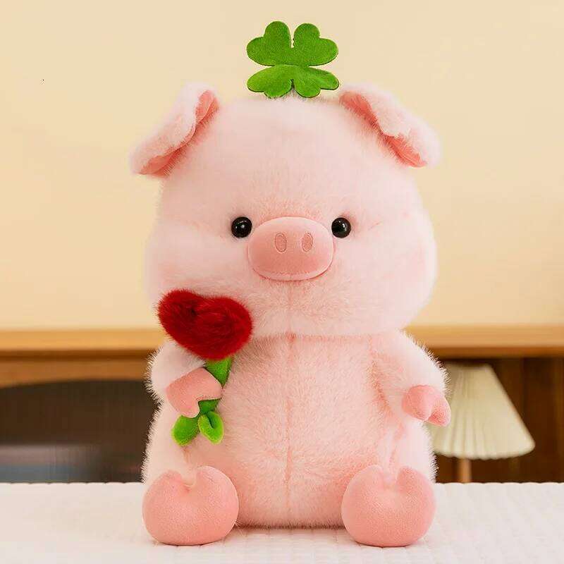 1pc 25cm/9.84in Pig cartoon bow hug flower pig children sleeping pillow doll spot plush toys R260908 - view 4