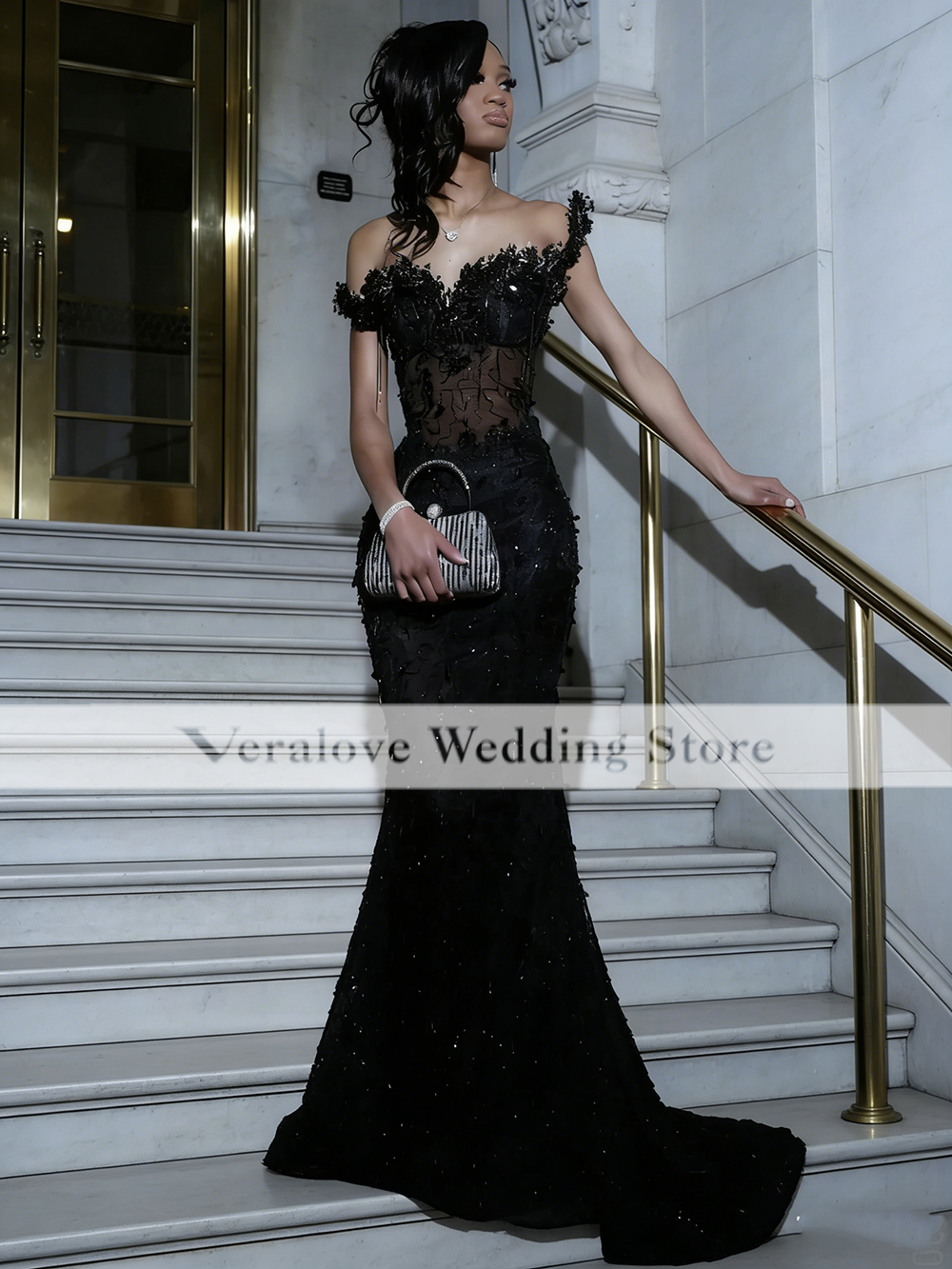 Aso Ebi Black Prom Dresses 2026 Luxury Bead Rhinestones African Formal Party Gala Birthday Evening Gown Customized