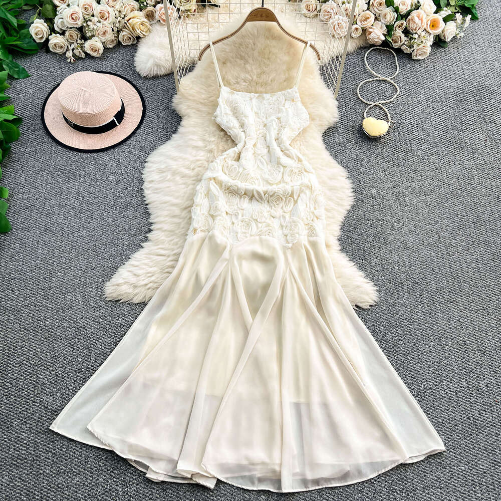 2026 designer French three-dimensional floral lace elegant women's vest dress summer new c10 fish tail hem