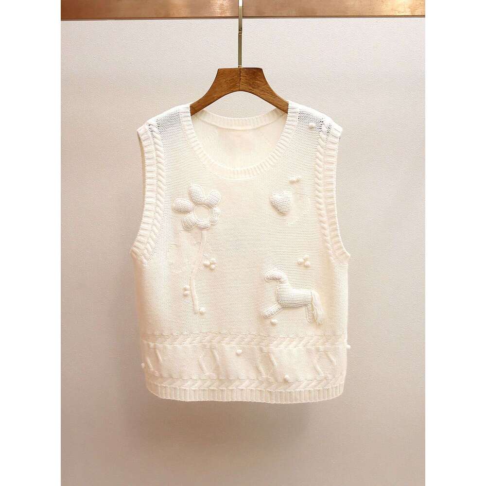 2026 Designer High end Women's Spring New Collection Retro Fragrance Inspired Round Neck Crochet Pattern c10 Women's Tank Top