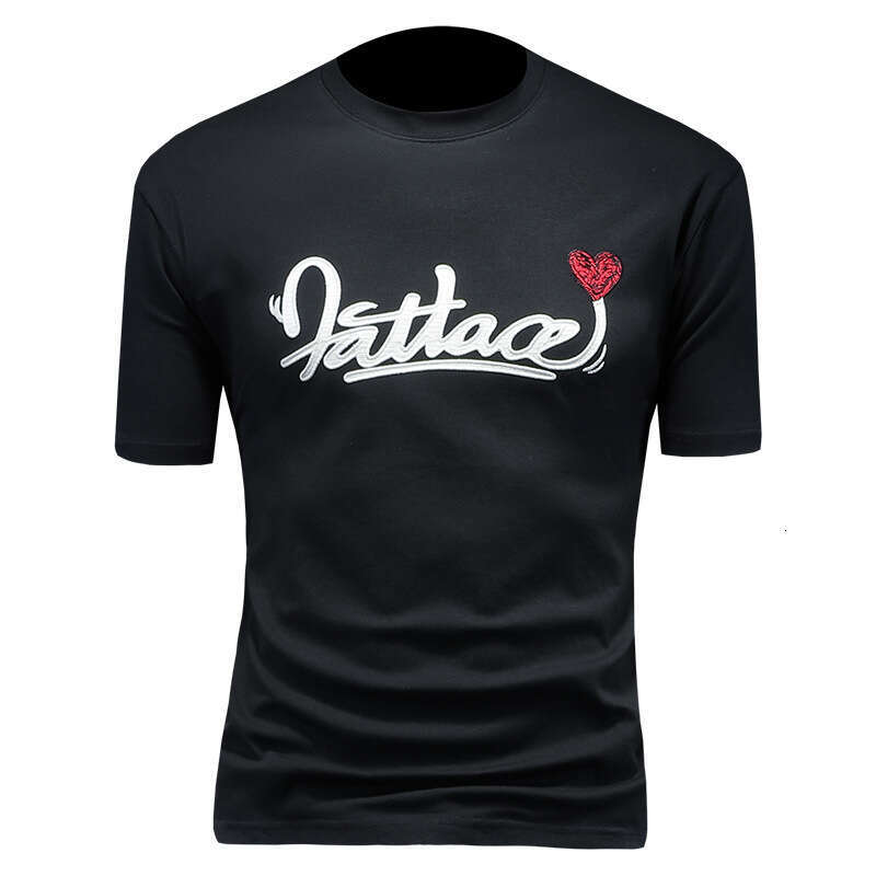 New Slightly Wide Short Sleeve Round Neck Printed Big Brand Men's Clothing European Fashion Hot-Selling T-Shirt Luanyun