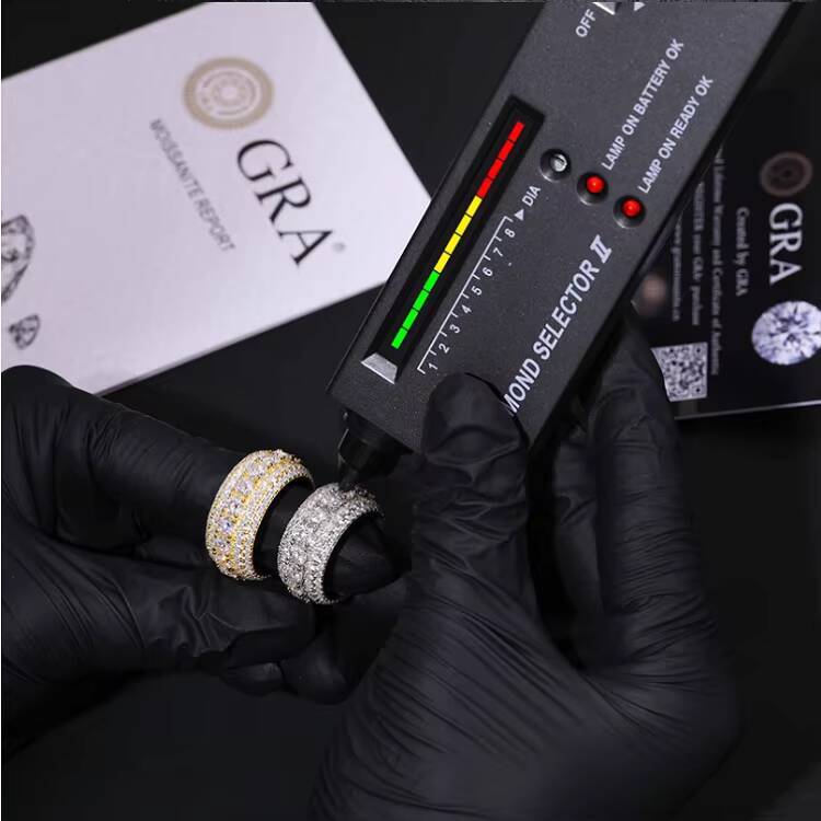 Iced Out Hip Hop 925 Silver Pass Diamond Tester 5 Rows VVS Moissanite GRA Rapper Dazzling Sparkly Eternity Band Ring for Men