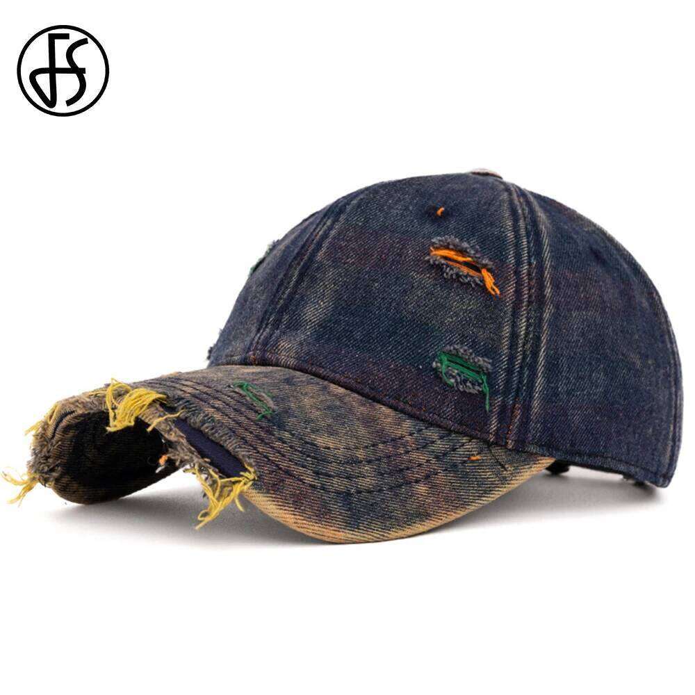 FS Washed Vintage Denim Hat Stylish Korean Colorful Baseball Cap For Men Women Blue Brown Street Hip Hop Caps Casquette Homme Y260304