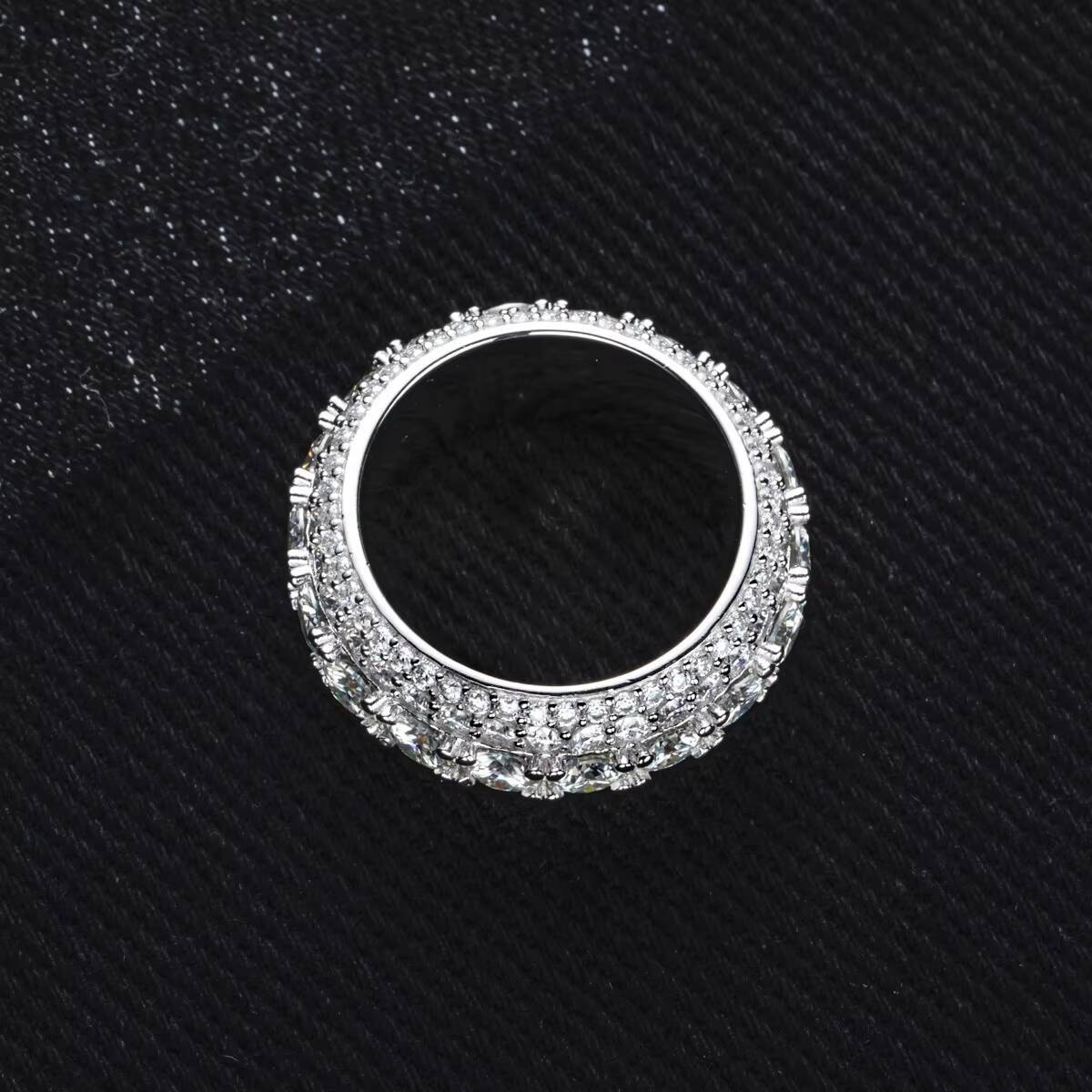 925 Sterling Silver European American Hip-hop Cuban Full Body Moissanite Mens Wedding Ring