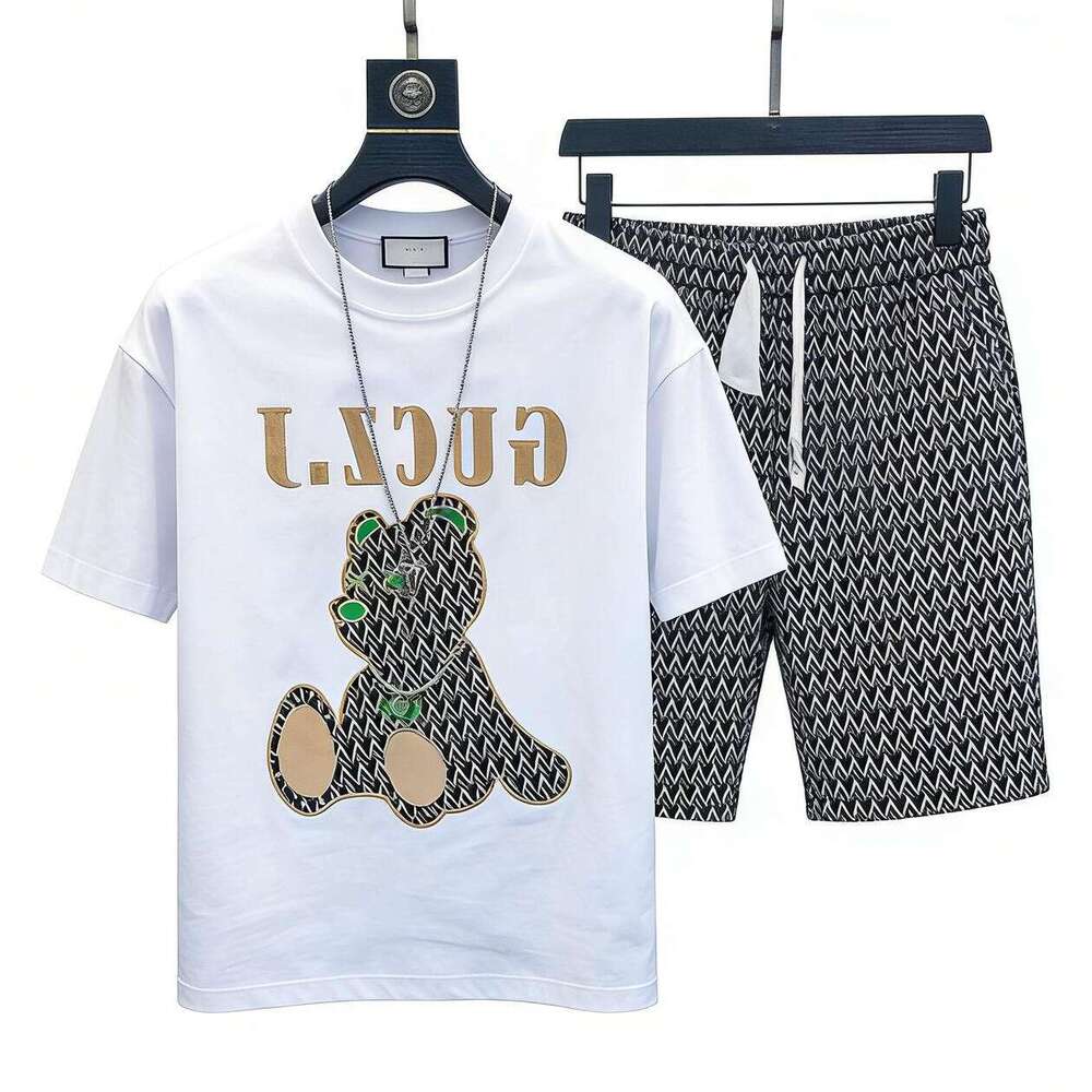 European Style Embroidered Sports Short-Sleeve Shorts Set For Men Trendy And Stylish Summer New Men's Outfit Luanyun