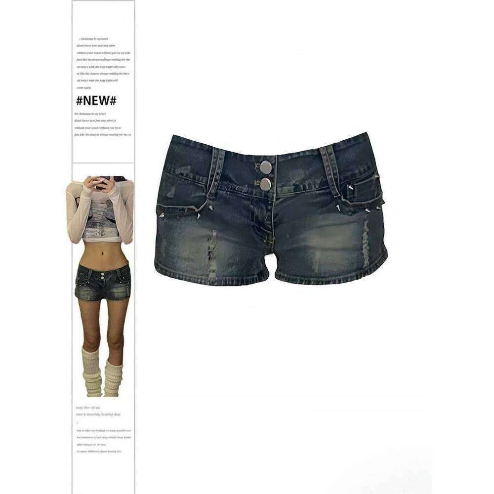 Y2k Low Waist Cowboy Women's Blue Denim Streetwear Mini Pants Harajuku Vintage Jeans Shorts 2000 Retro Clothes Summer XJ260306