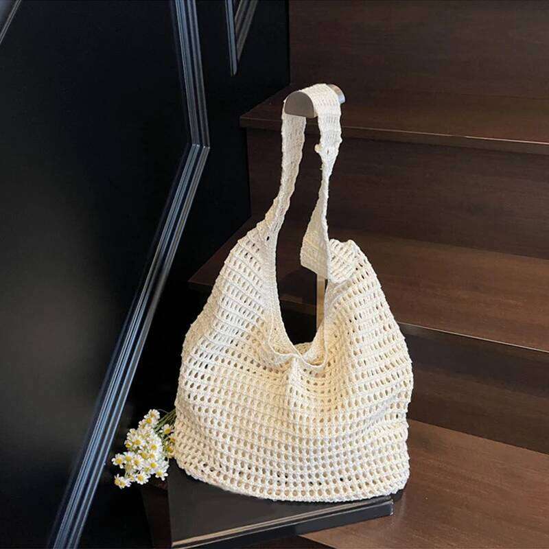 Chic Simple Lady Large Capacity Shoulder Bags Shopping Beach for Women Casual Straw Woven Tote Bag Female Handbag Purses XJ260306