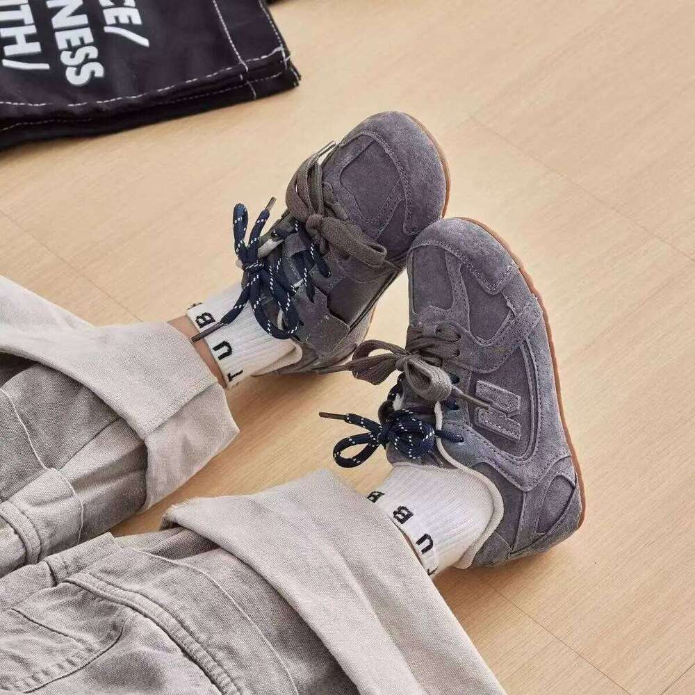 Autumn Children's Boys Girls Microfiber Leather Thin Bottom Running Kid Toddler Two-tone Shoelaces Non-slip Training Shoes