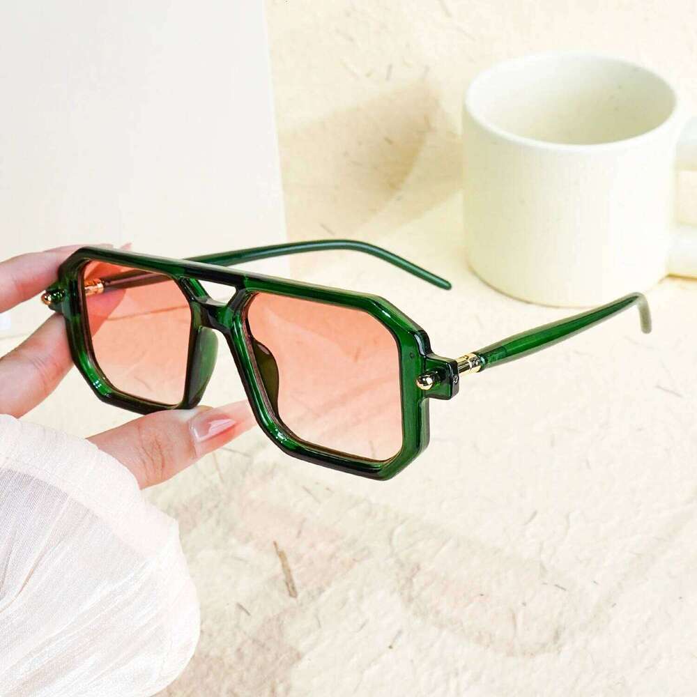 Retro Double Bridge Sunglasses, Unisex UV400 Trendy Eyewear, Stylish Streetwear & Outdoor Driving Accessory, Casual Daily Wear Z260306