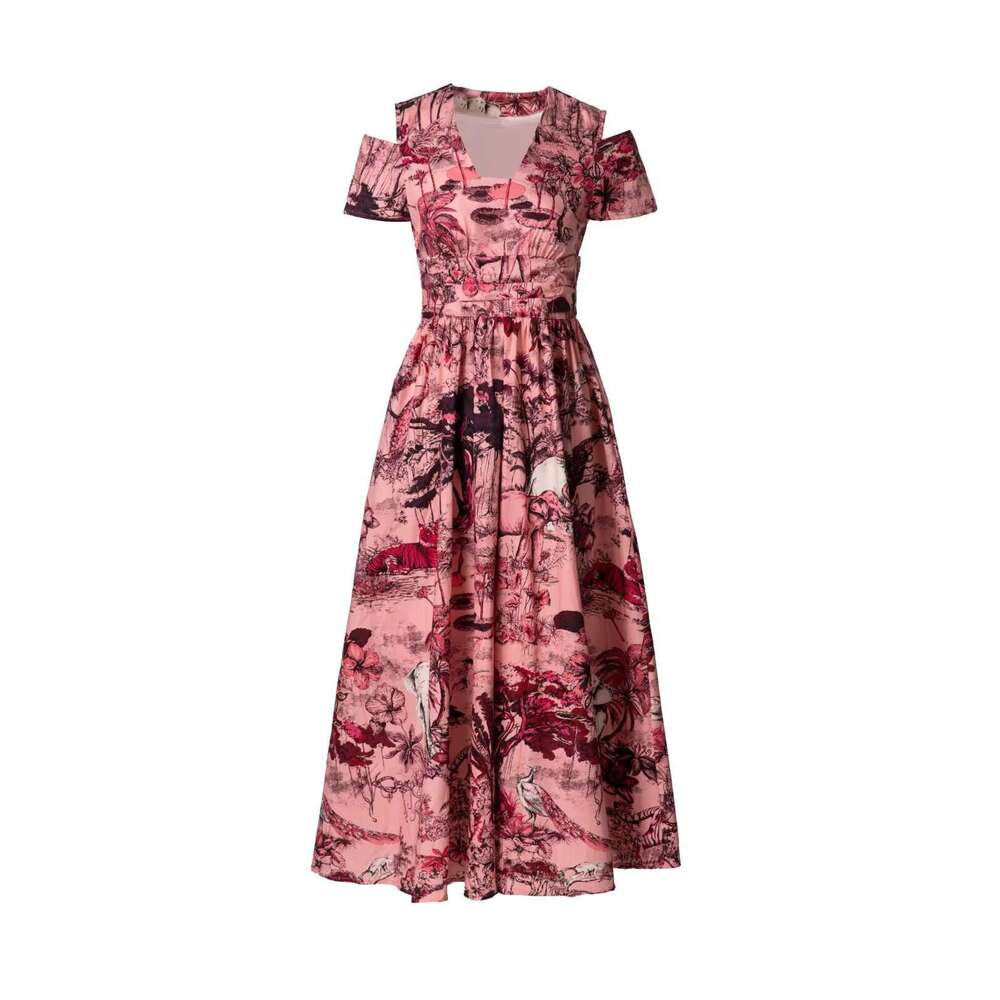 2026 Spring and Summer New Celebrity Women's Short sleeved Medium to Long Printed Fresh Dress with French Floral Charm