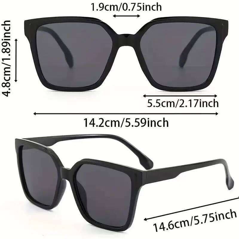 3Pcs Women's Retro Fashion Oversized Rectangular Frame Combination Uv Protection Outdoor Sunglasses Z260306