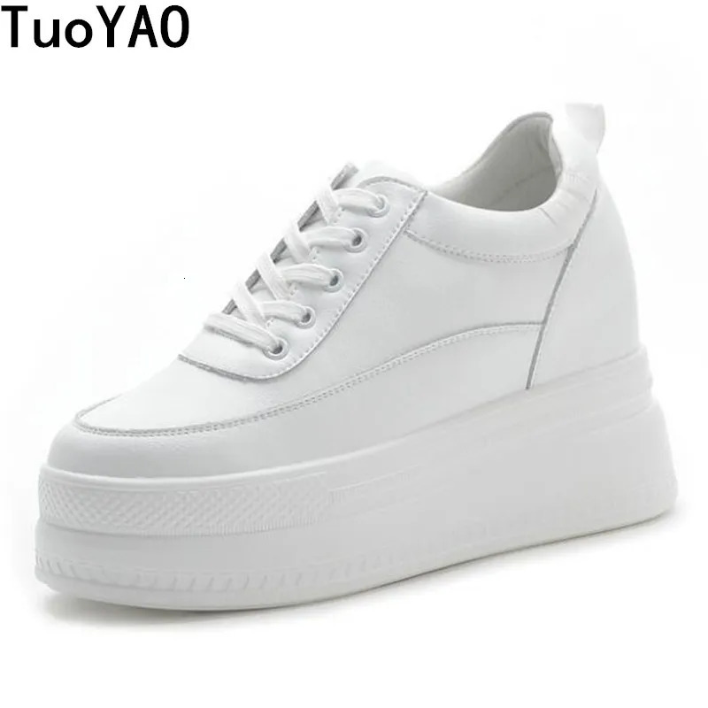 Spring Autumn White Hidden Wedge Heels Casual Shoes Woman 9CM Platform Shoes Elevator High-heels Walking Sneakers Women 260228
