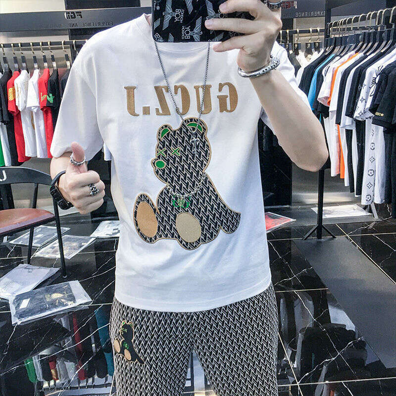 European Style Embroidered Sports Short-Sleeve Shorts Set For Men Trendy And Stylish Summer New Men's Outfit Luanyun
