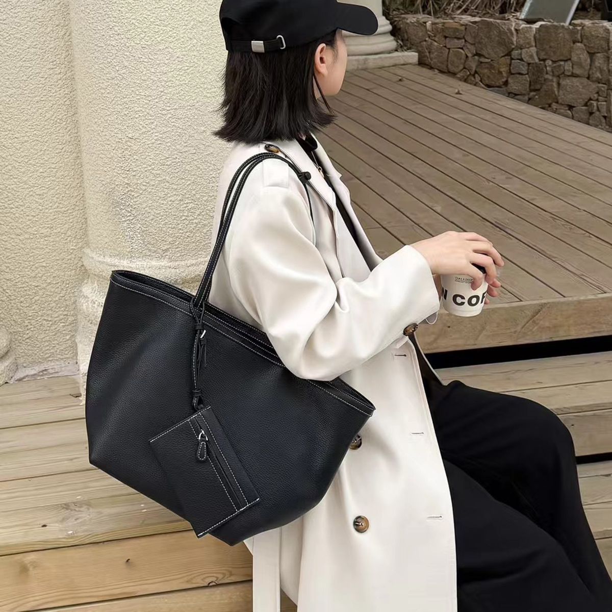 OC469M75 Women's Bags New NF Fashion Genuine Leather Customization Coated Canvas Letter Plaid Casual Tote Business Shopping Bags