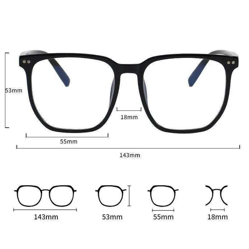 Square frame Myopia Glasses Men Women Anti-blue oversized Eyewear Unisex Luxury Clear Diopter Prescription Eyeglasses 0 to -6.0 Z260306