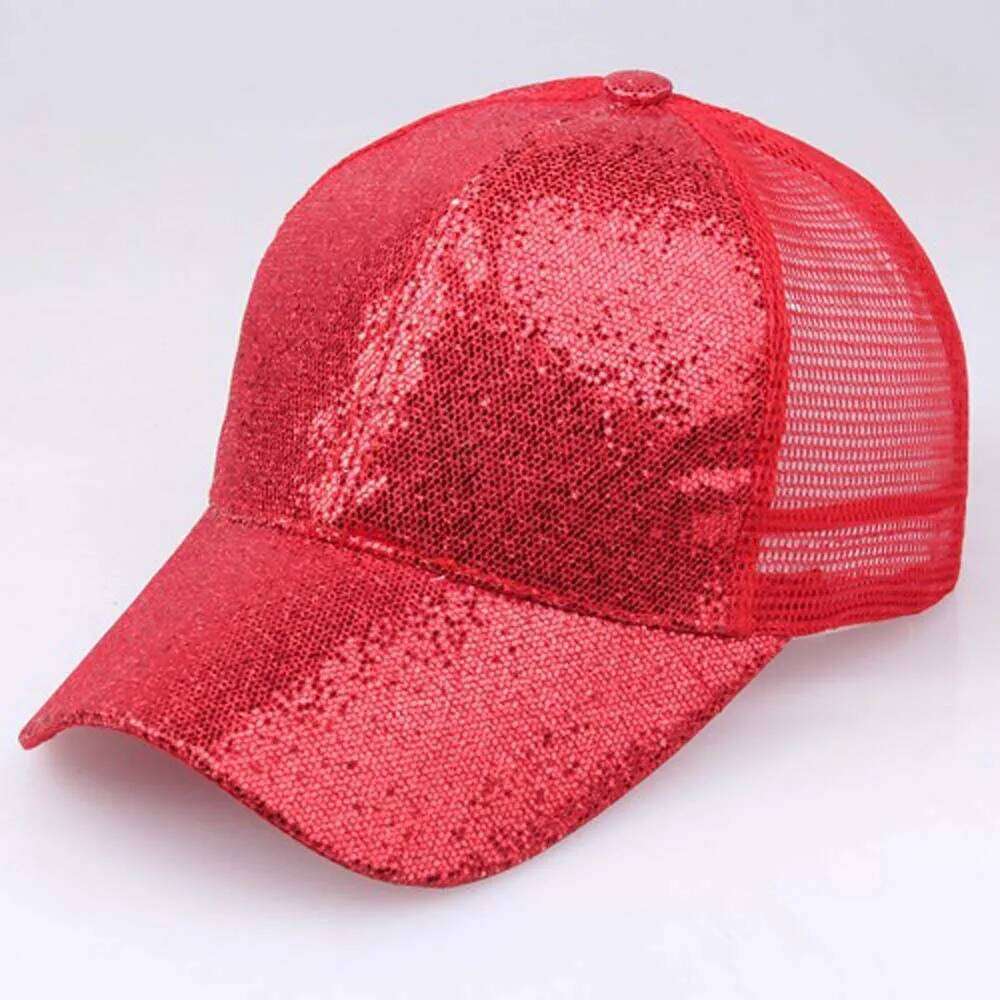 Spring Summer Women Girl Ponytail Baseball Cap Sequins Shiny Fashion Casual Adjustable Outdoor Sports Hat Sun Caps Y260304