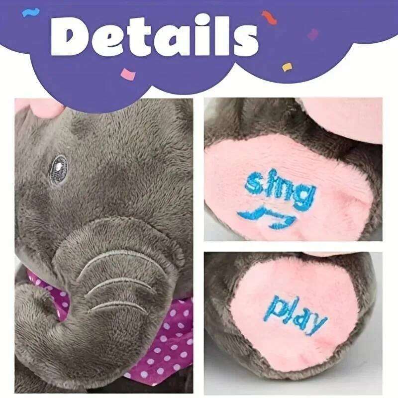 2025** New Elephant Plush Baby Hide-and-seek Game Toy Singing Interactive Musical Toys Gifts R260908 - view 5