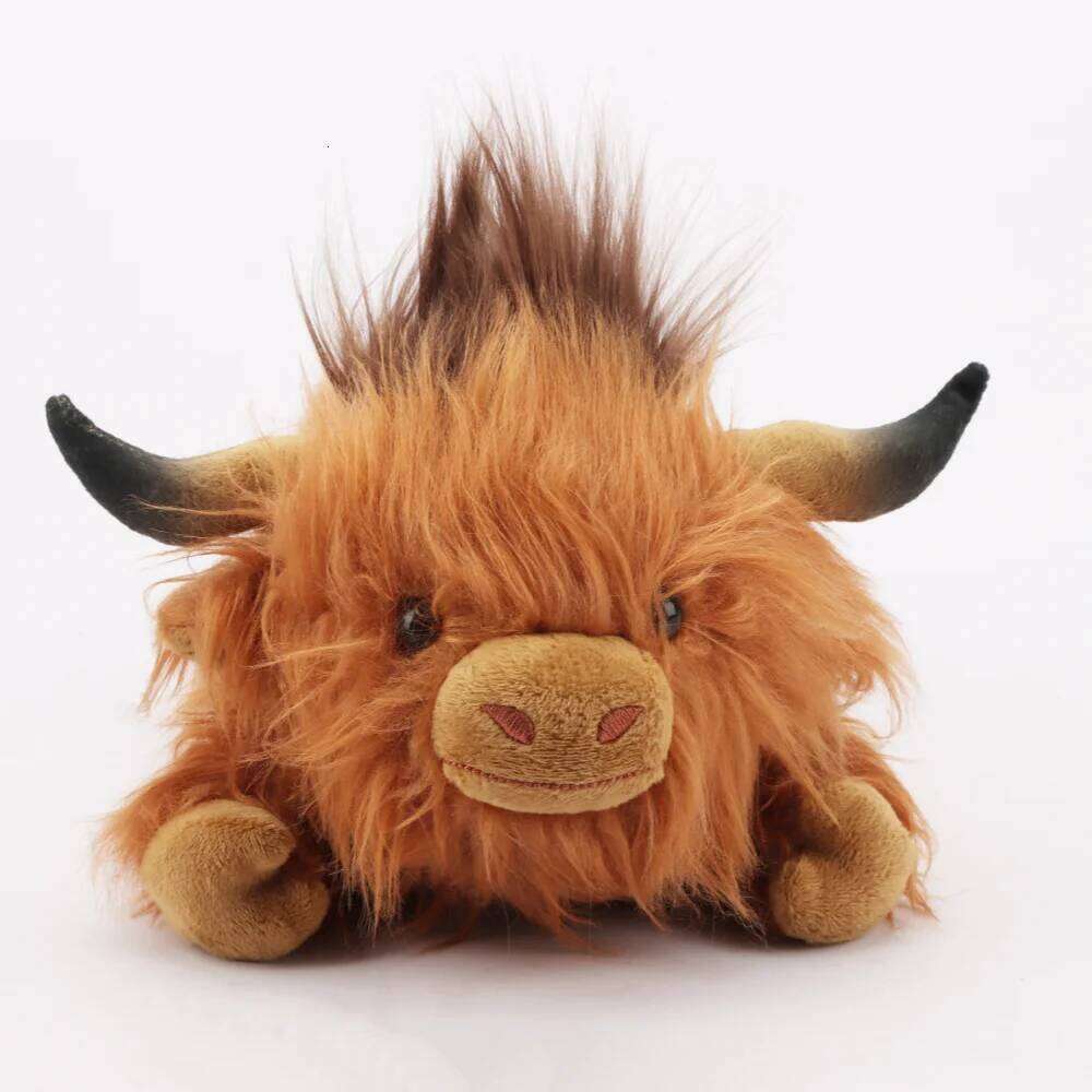 32cm Simulation Animal Doll Soft Stuffed Lying Highland Cow Plush Toy Kawaii Kids Xmas Gifts Home Decor R260908 - view 4