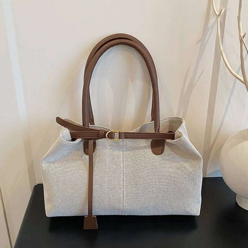 Retro Large Capacity Shoulder Tote Bag Women Durable Material Travel Commuter Handbag Suitable for Fitness Swimming Shopping XJ260306