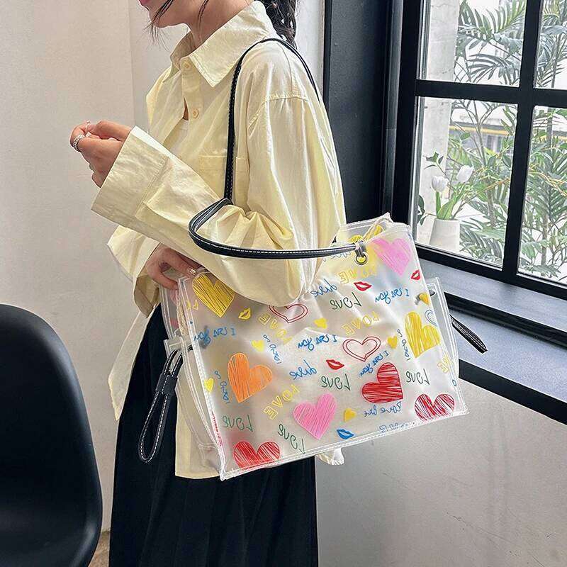 2-IN-1 Shoulder Sets For Women 2023 Summer Beach Tote Bag PVC Transparent Jelly Handbags Female Large Capacity Shopper Totes XJ260306