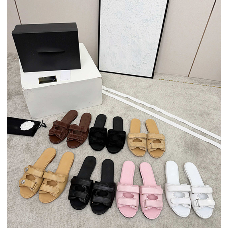 Spring and summer new womens shoes luxury designer high-quality open toe slippers fashionable flat shoes one line slippers womens sandals size 35-41 with box