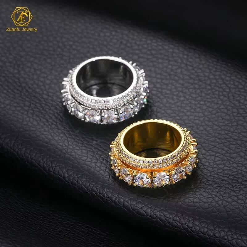 Customize OEM/ODM Jewelry Factory Wholesale Iced Out Moissanite Diamond Real Gold Plated 925 Sterling Silver Mens Hip Hop Ring
