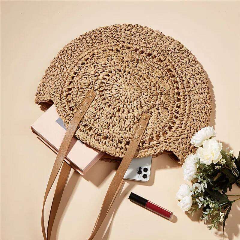 New Large Capacity Handbag Totes Holidays Pack Handmade Straw Shoulder Bags For Women Big Travel Beach Bag bolsa feminina XJ260306