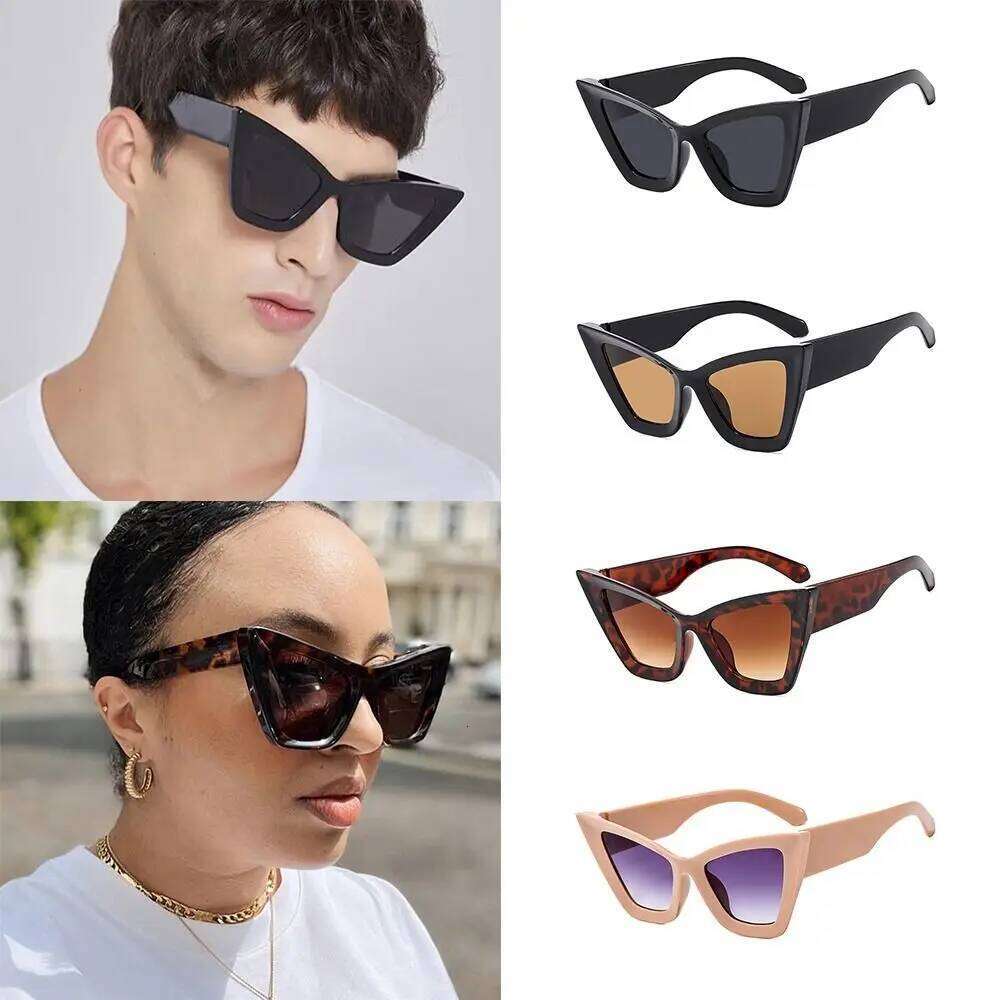 Trendy Oversized Cat Eye Sunglasses UV400 Beach Travel Punk Sun Glasses Black Shades for Women & Men Z260306