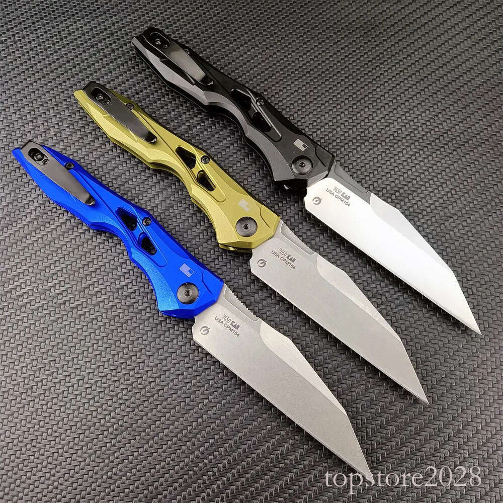 2024 KS 7650 Launch 13 Assisted Folding Two-Tone CPM-154 Wharncliffe pocket knife Blade Anodized Aluminum Handles Outdoor Rescue Hunting Hiking Pocket