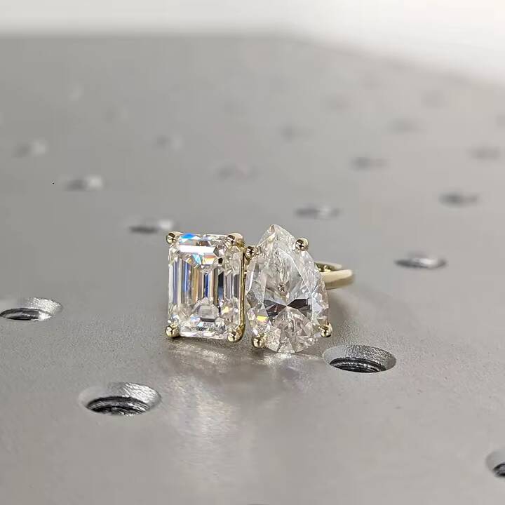 Unleash Your Sparkle Elisa Wholesale Presents VVS Moissanite Diamond Rings 10K 14K 18K Real Yellow Gold Engagement Wedding