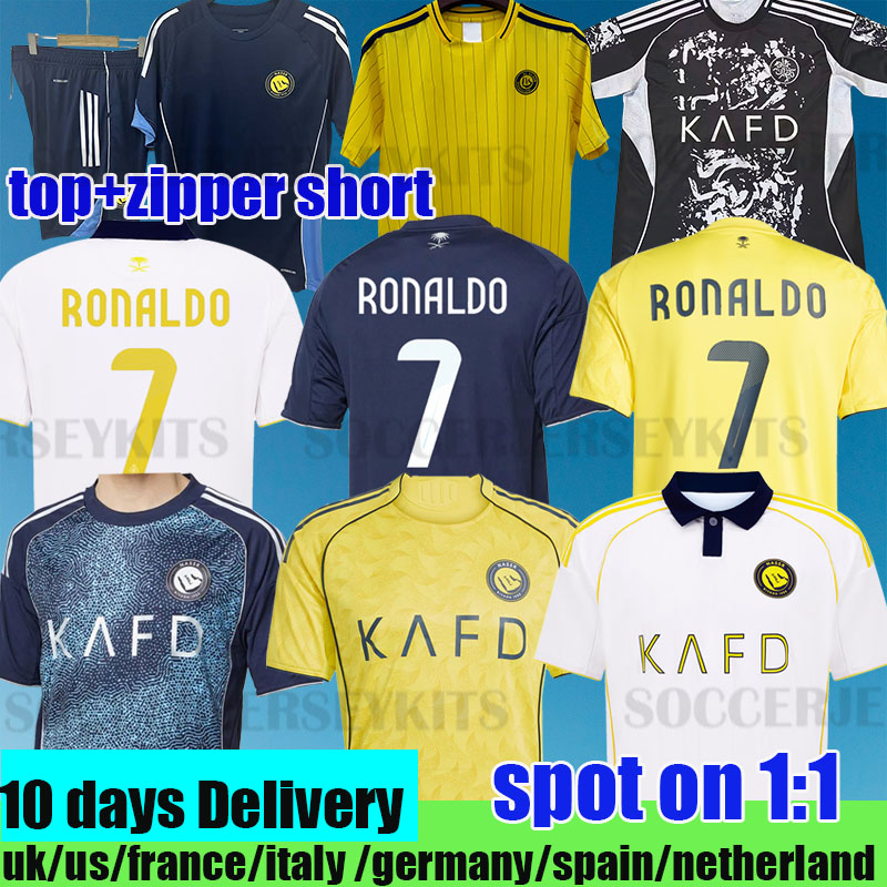 Al Nassr kit FC soccer Jerseys RONALDOS 2025 2026 Home CR7 25 26 men kids kits SETS Football shirt Al-Nassr