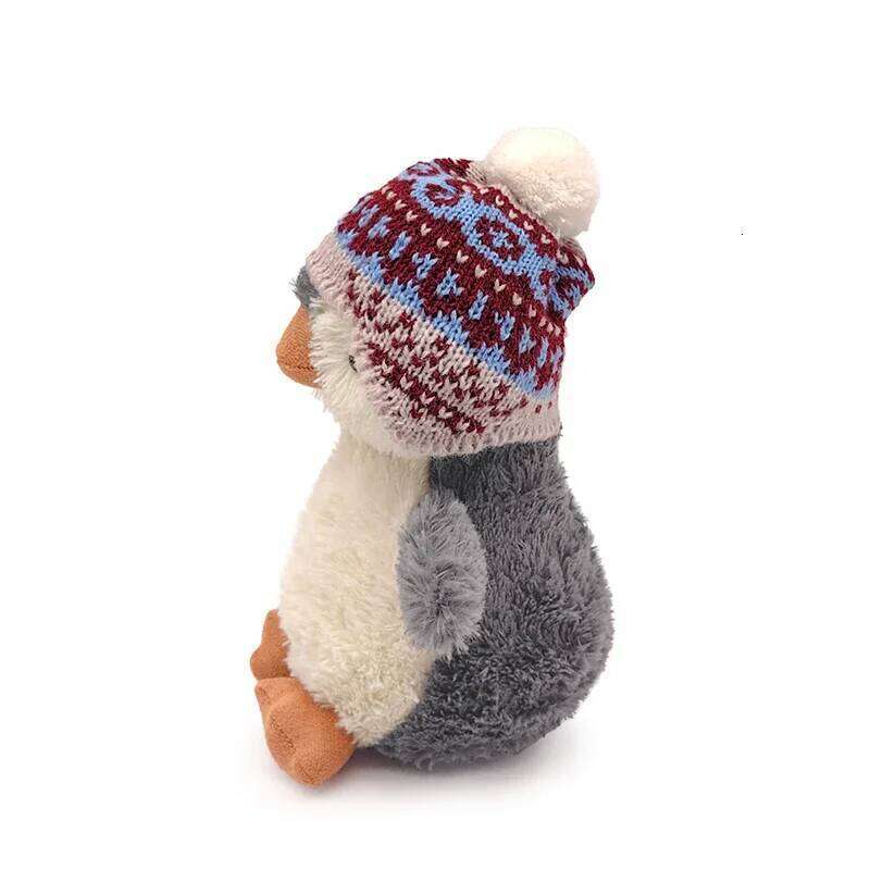 Cute Wear Hat Soft Plush Pendant Toy Baby Comfort Sleep Doll Fluffy Penguin Stuffed Animal Birthday Christmas Gift Decor R260908 - view 3