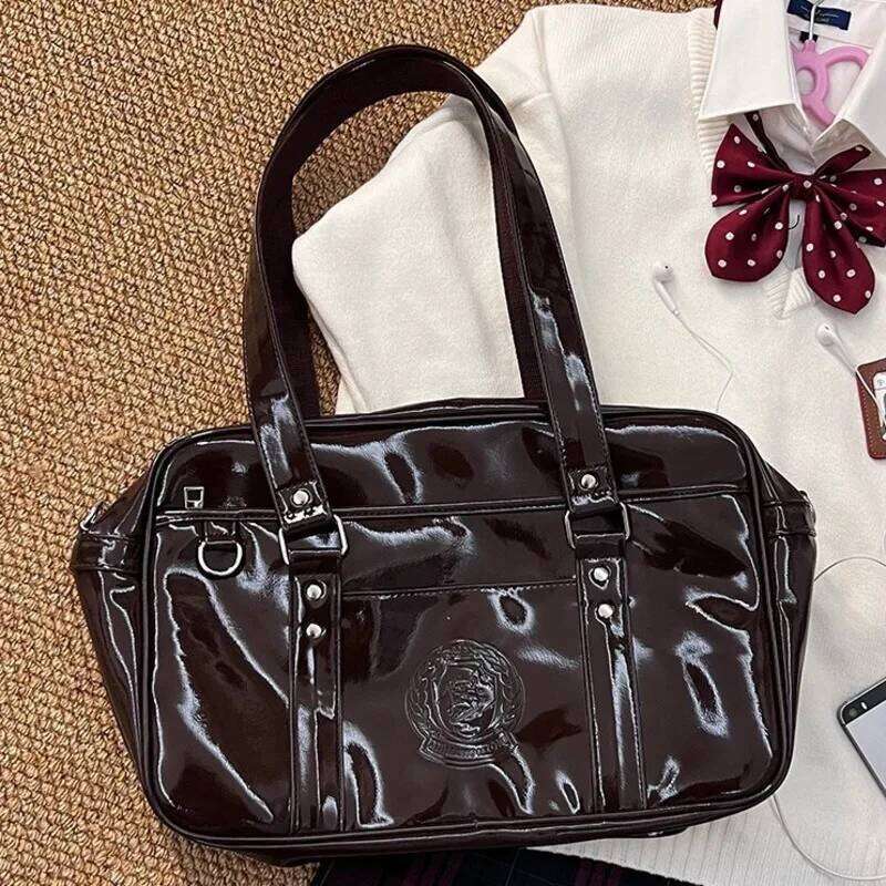 Thread PU Harajuku College Style Handbag Large Capacity Y2k Tote Zip Japanese Uniform Messenger JK Rectangle Bag Women XJ260306