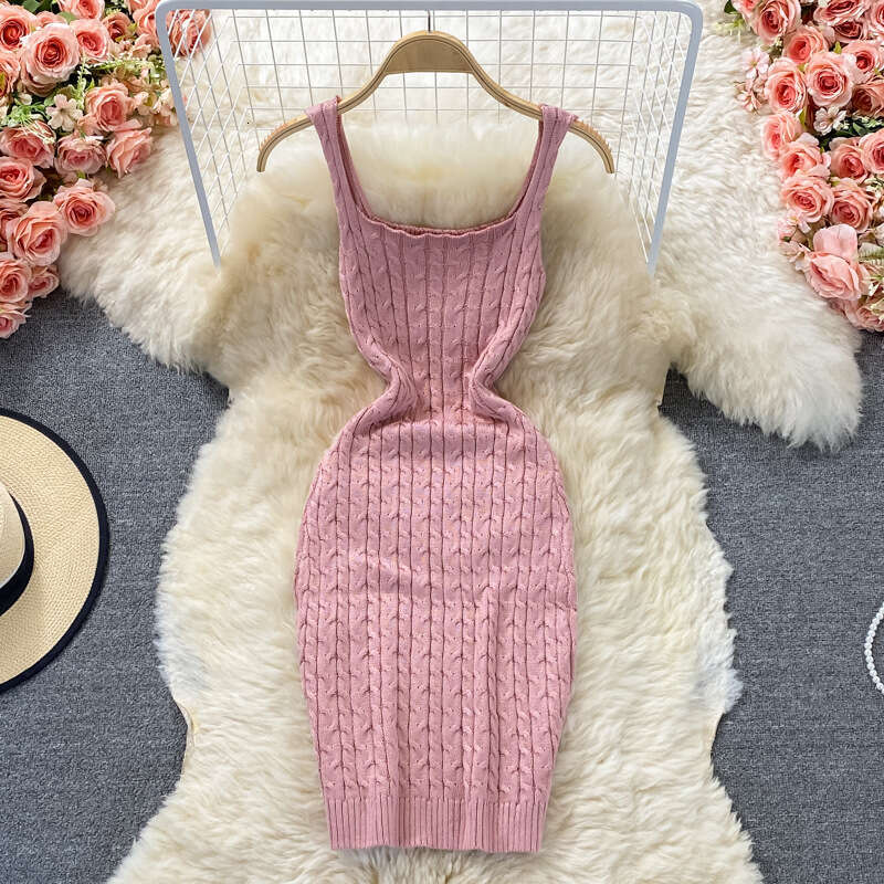 2026 Spring/Summer New A13 Korean Knitted Tank Top, Slimming Waist, Tight Strap Dress