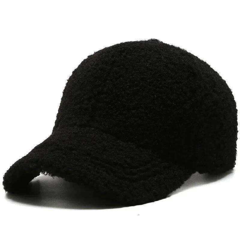 Big Head Winter Artificial Lamb Wool Solid Women Men AutumnHats Keep Warm Cap Plush Baseball Caps Outdoor Dad Hat Y260304