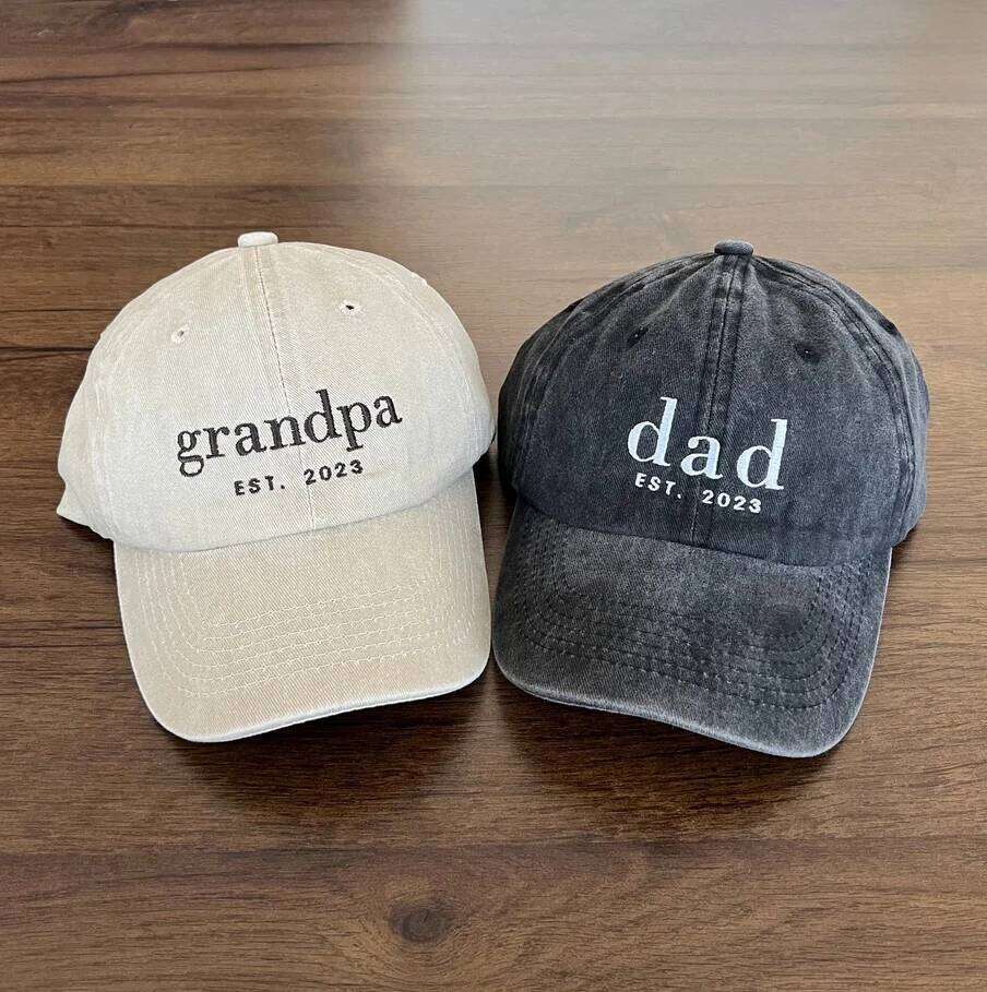Custom Embroidered Grandpa Cap With Date, Vintage Baseball Hat, Daddy Est Year Shirt, Christmas Gift For New Dad Y260304