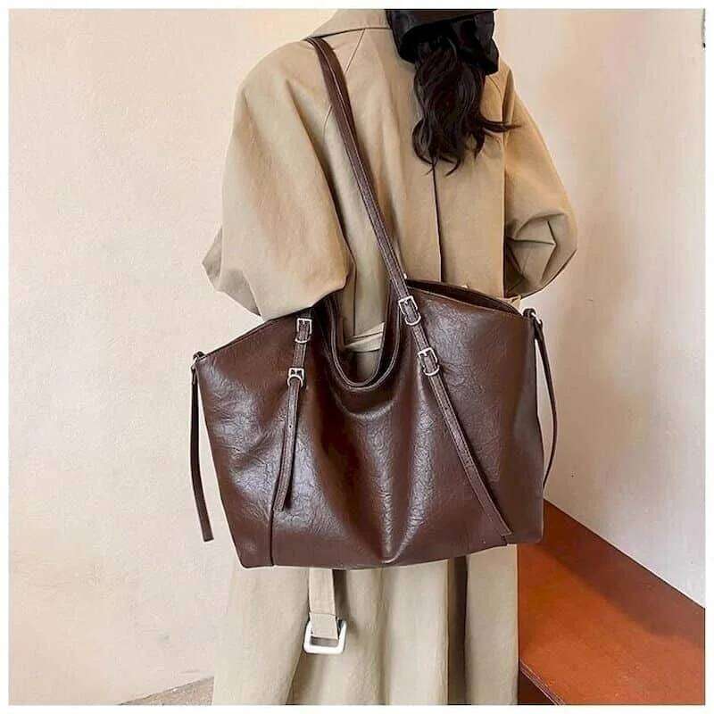 Leather Shoulder for Women Korean Style Handbags Versatile Minimalist Luxury Office Lady High Quality Vintage Tote Bags XJ260306