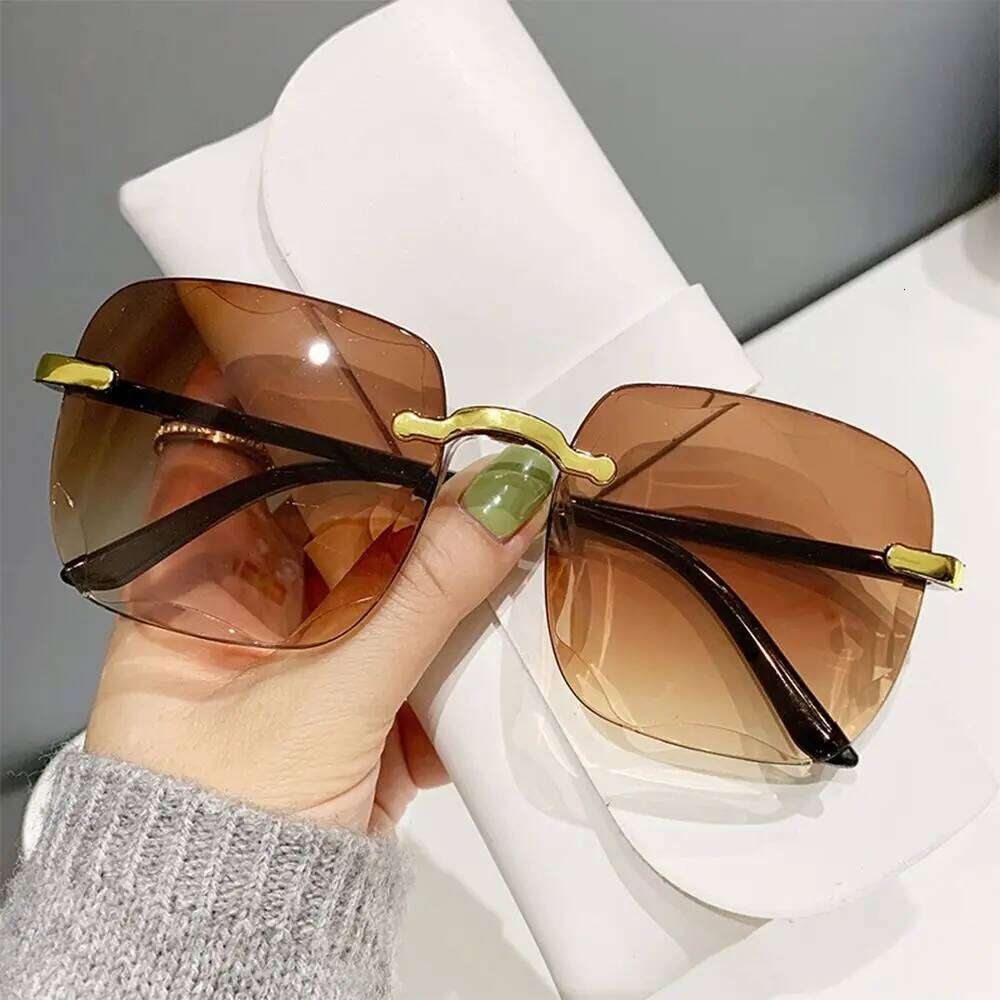 Fashion UV400 Rimless Vintage Gradient Sunglasses Ladies Eyeglasses for Summer Z260306