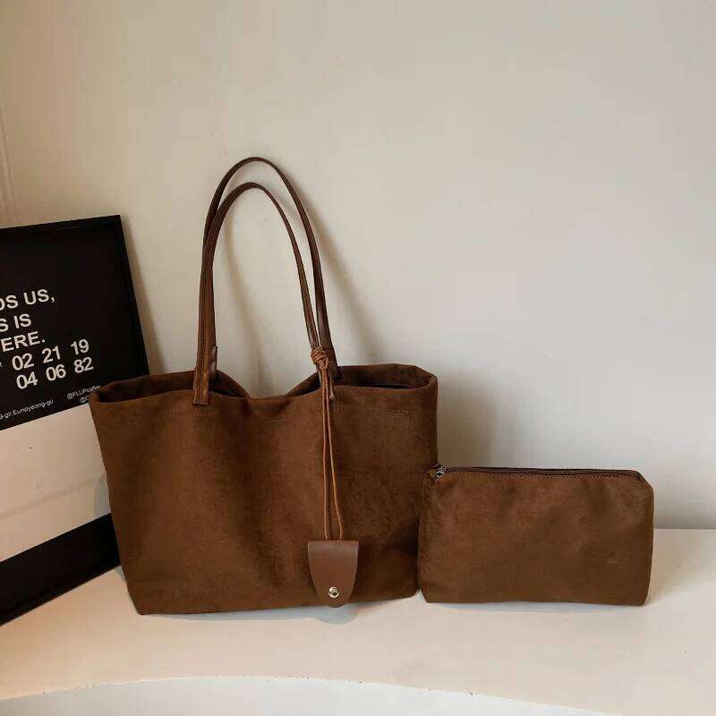 Light Luxury Niche High-End Capacity Tote Commuter Suede Shoulder Retro Fashion Stylish Underarm Bag XJ260306
