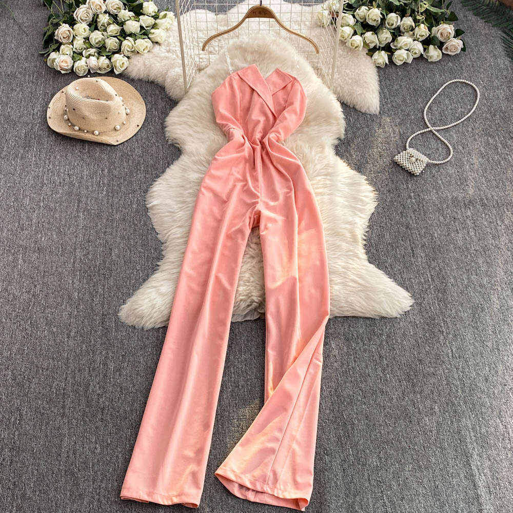 2026 niche light luxury high-end women's jumpsuit European and American travel style A13 backless strapless