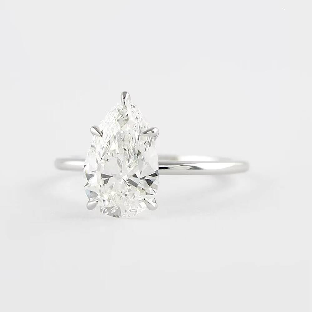 Elegant Luxurious TISHYA DIAMOND 925 Silver Moissanite Brilliant Cut Vintage Style Rhodium Plated Solitaire Engagement Ring High