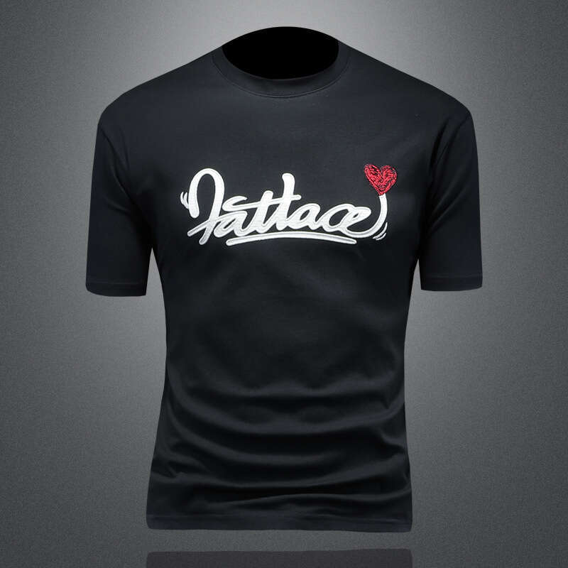 New Slightly Wide Short Sleeve Round Neck Printed Big Brand Men's Clothing European Fashion Hot-Selling T-Shirt Luanyun