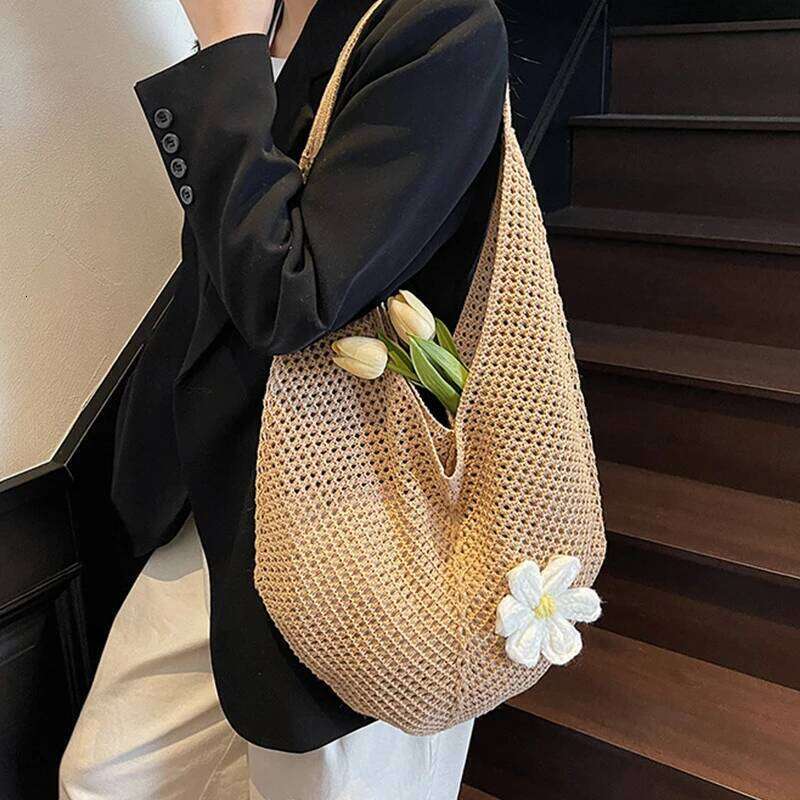 Fashion Out Weave Straw Handbag Bohemian Beach Lazy Style Large Capacity Hollow Tote Bag Vacation XJ260306