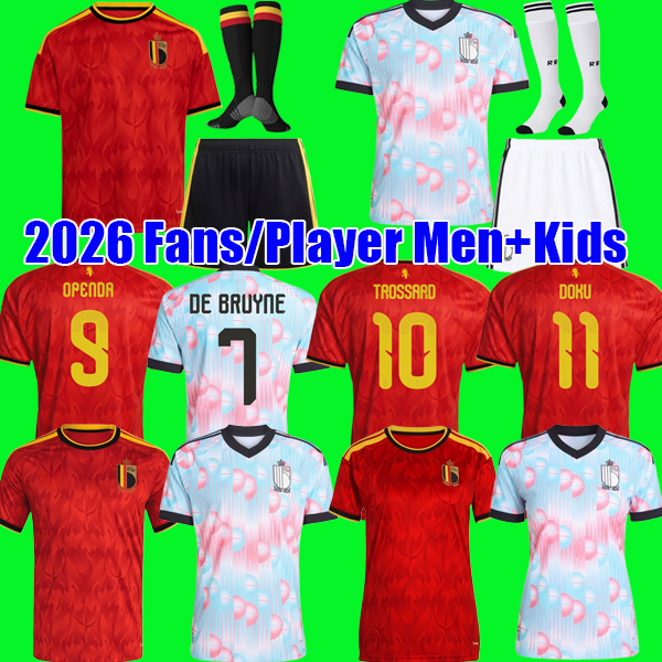 2026 Belgium World Cup soccer jerseys DE BRUYNE R. LUKAKU E. HAZARD 25 26 OPENDA TROSSARD DOKU ONANA DE KETELAERE Fans Player version football shirt uniform Men Kids Kits
